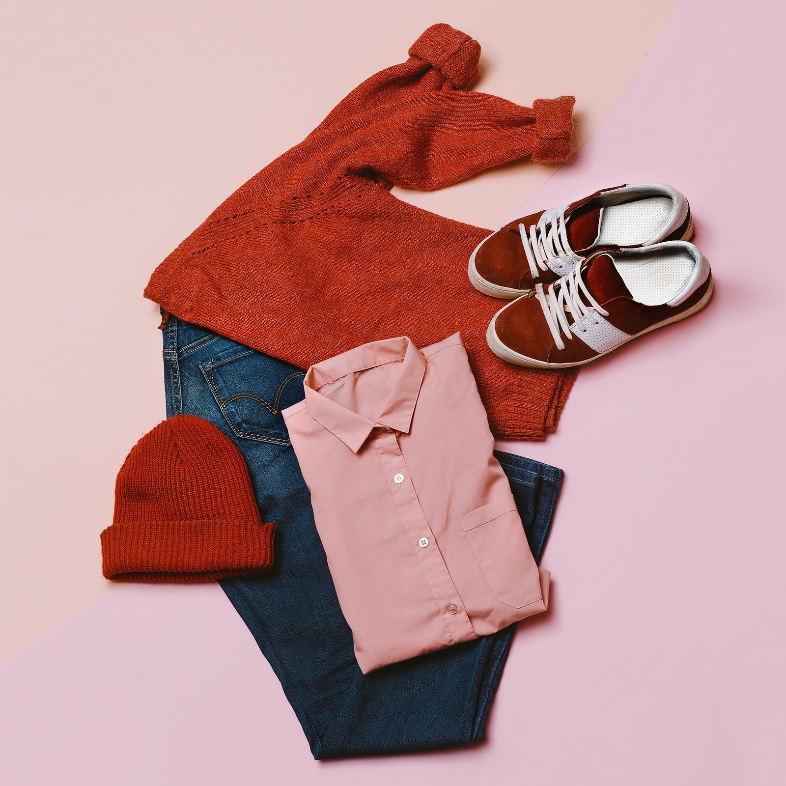 Stylish clothes set. City casual fashion. Spring. Stylish access
