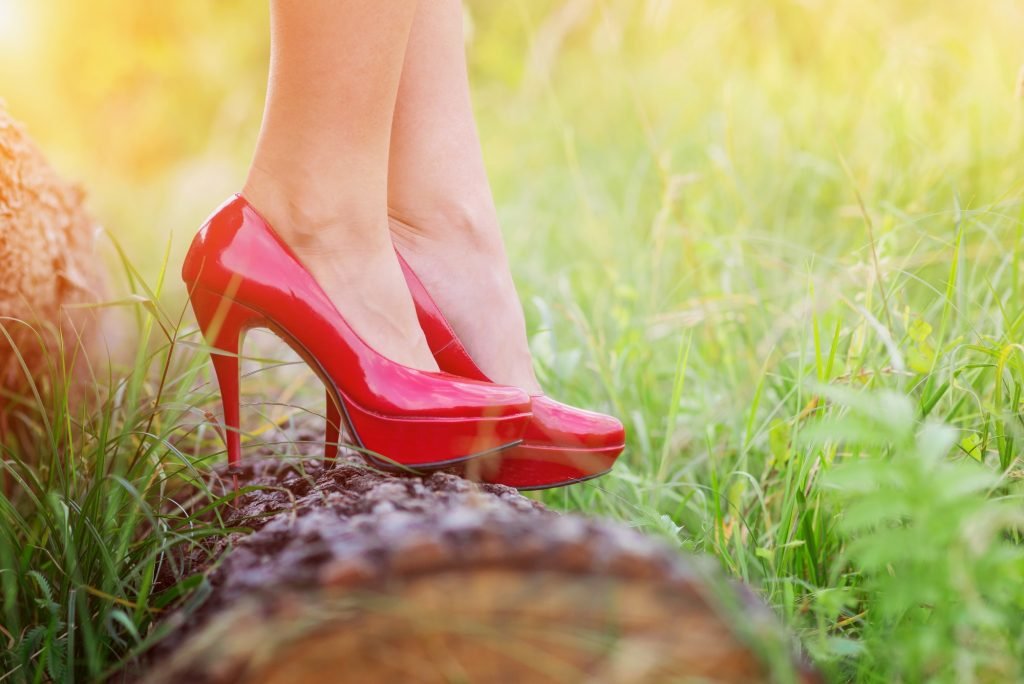 Woman in red heels