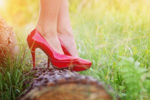 Woman in red heels
