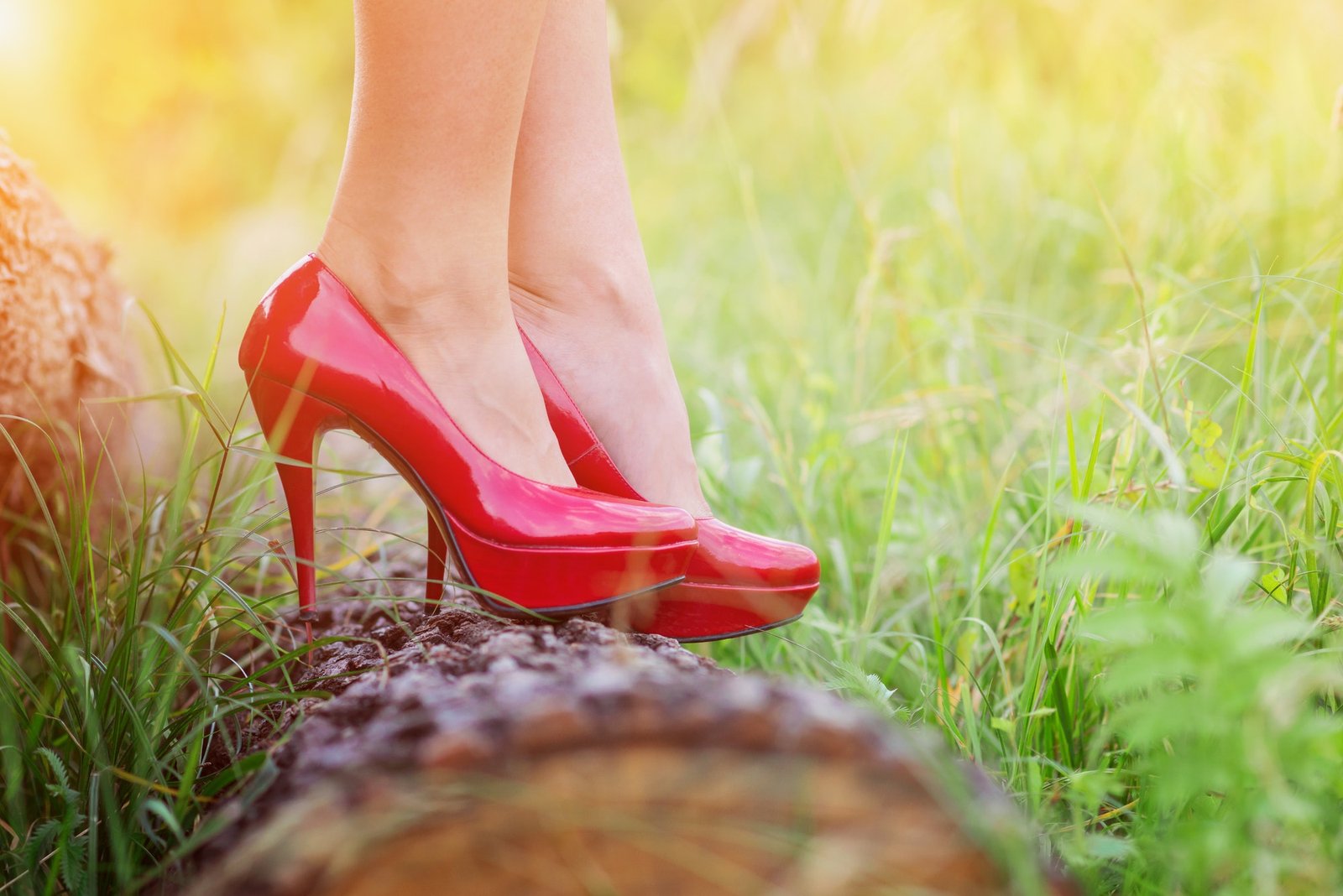 Woman in red heels