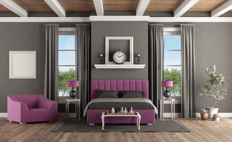 Master bedroom in classic style with modern furniture
