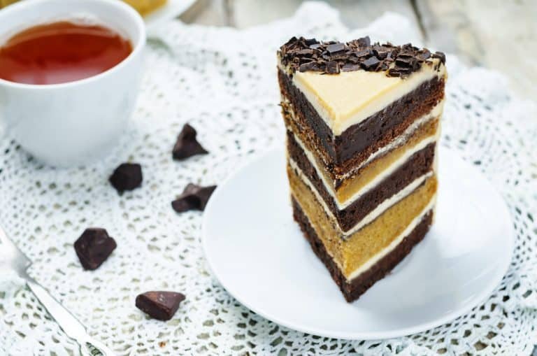 Pumpkin and chocolate layer cake with salted caramel cream chees