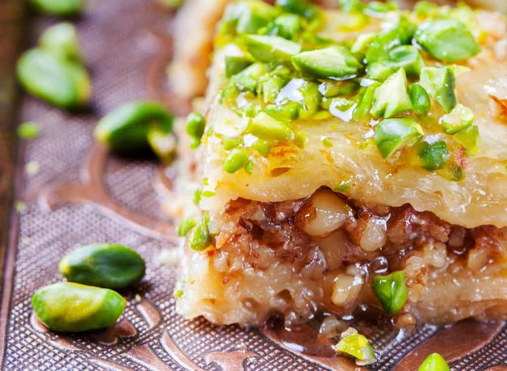 Baklava with pistachio Turkish pastry dessert