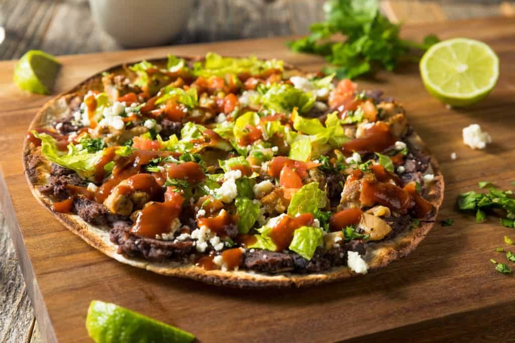 Homemade Big Tostada with Chicken