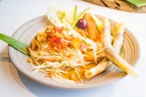 Spicy papaya salad " Som tum "