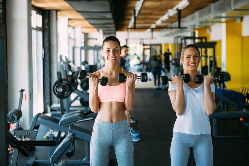 Women working out in gym