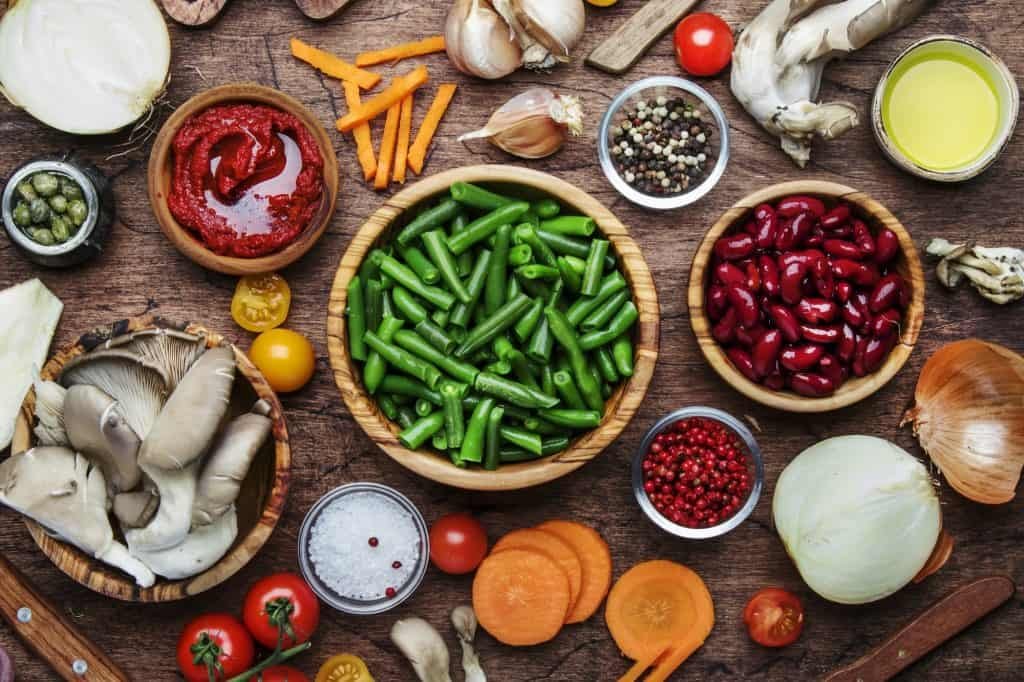 reen bean, vegetables, roots, spices, mushrooms