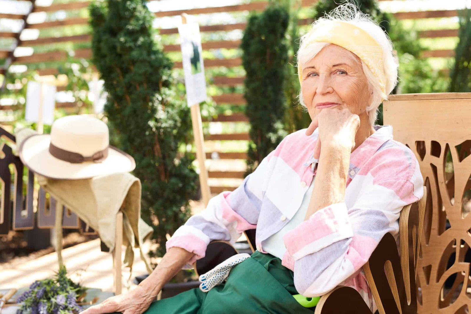 Senior Woman Resting in Garden
