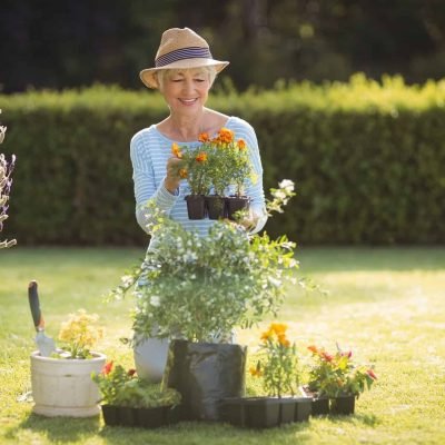 Senior woman gardening Senior woman gardening