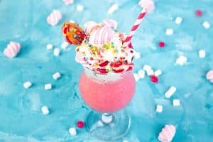 Pink Extreme milkshake with berry rasberry