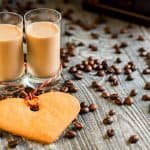 Shots of cream liqueur with coffee beans