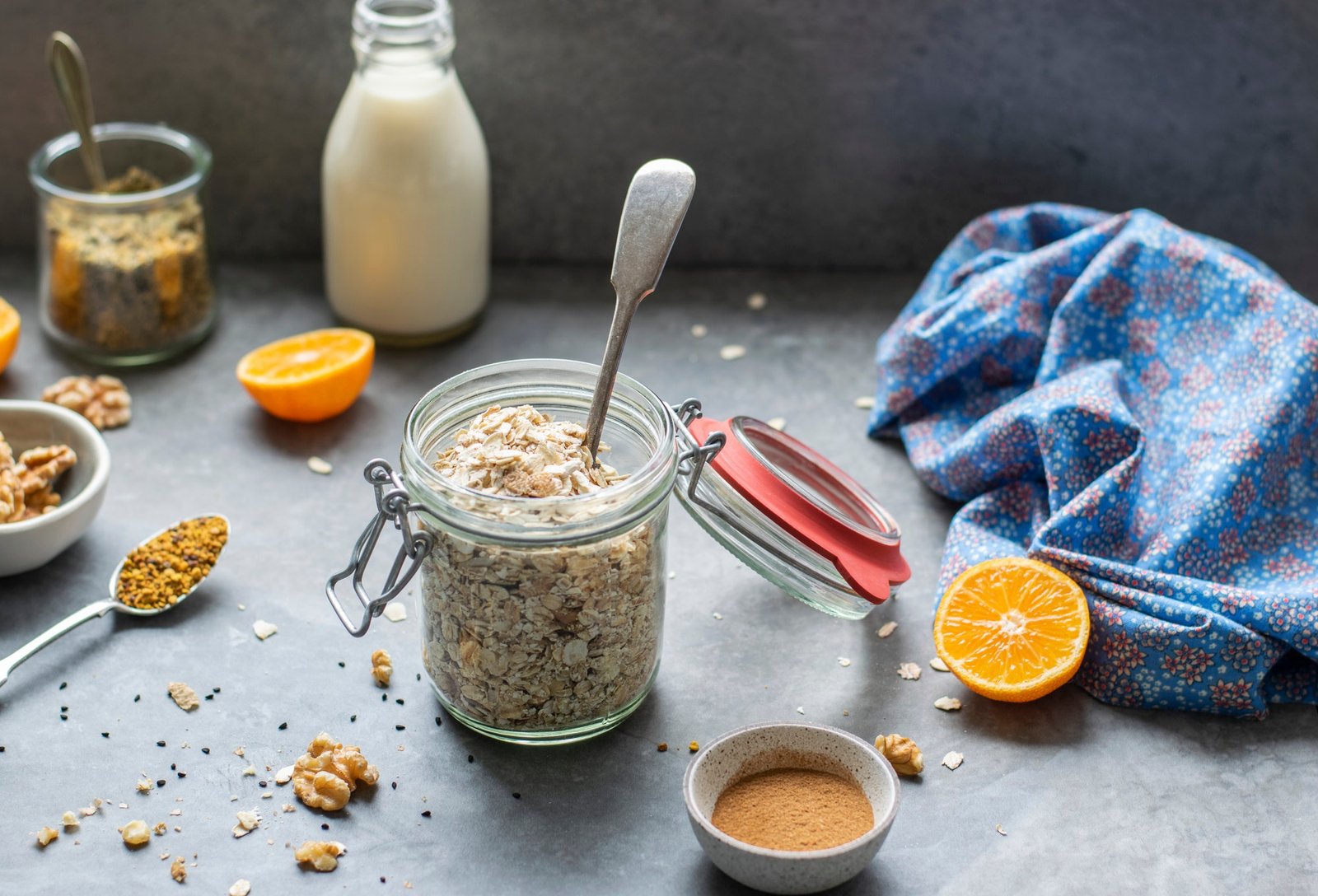 Orange breakfast bowl preparation
