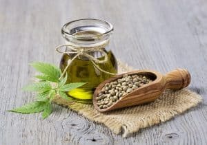 Hemp oil n a glass jar