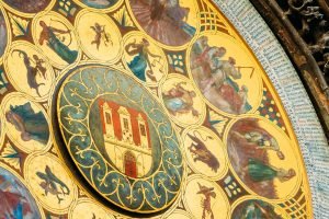 Astronomical Clock In Prague, Czech Republic. Close Up Photo