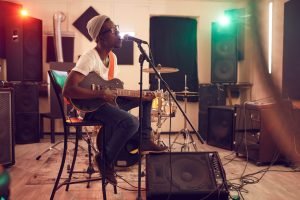 Young African Musician in Studio