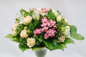 close up of greeting bouquet