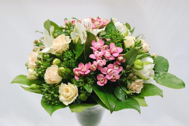 close up of greeting bouquet