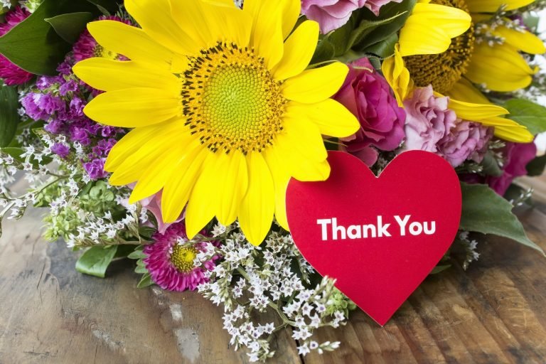 Thank You Card with Bouquet of Summer Flowers