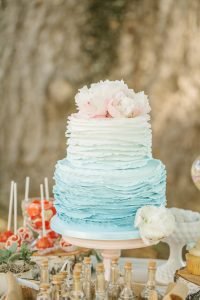 Ombré wedding cake beach themed