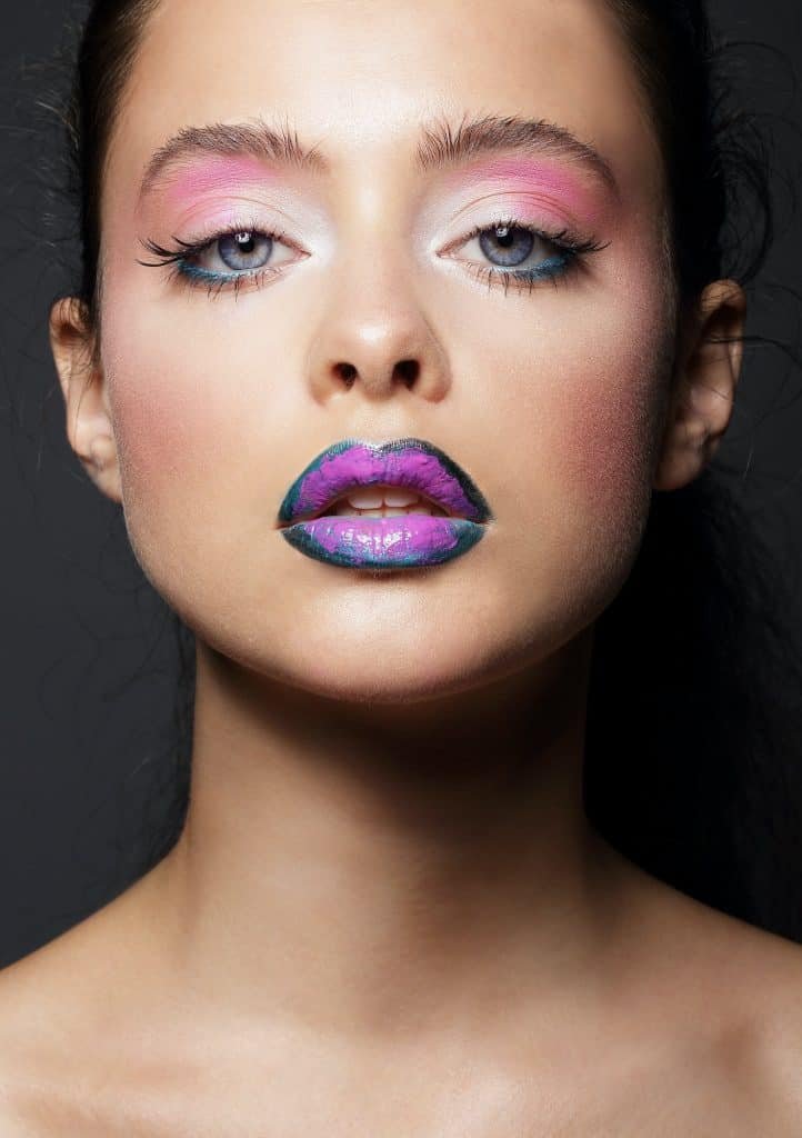 Woman with colorful makeup